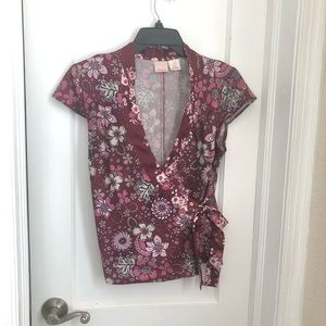 👗 Xhilaration wrap blouse, mandarin neckline